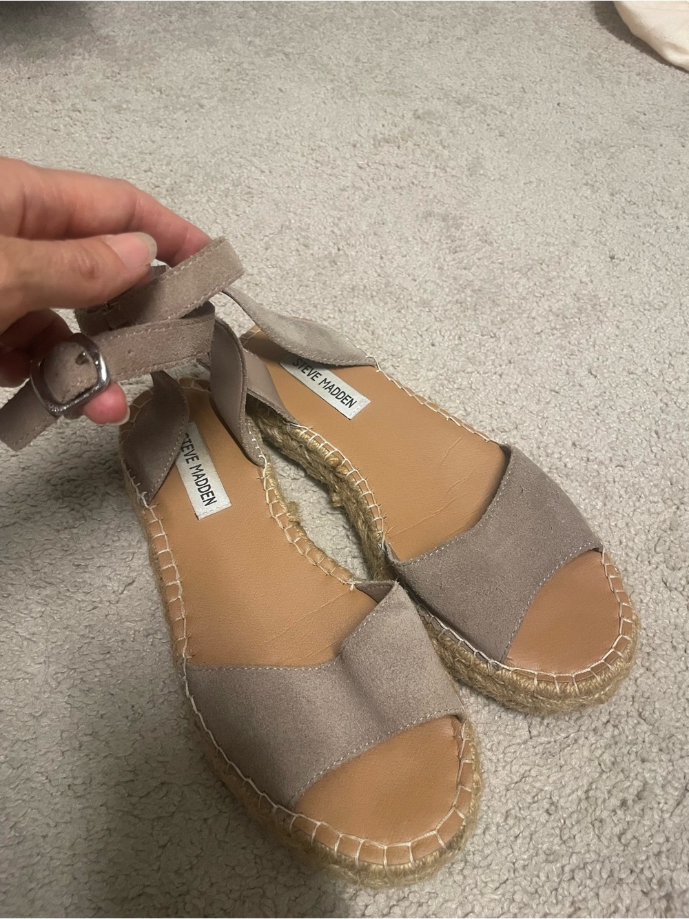 Steve Madden Taupe Espadrille Ankle-Strap Sandals